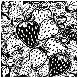 strawberry clipart black and white 