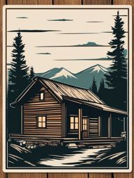 Rustic Log Cabin Sticker - Capture the rugged and natural beauty of a rustic log cabin with this cozy sticker, , sticker vector art, minimalist design