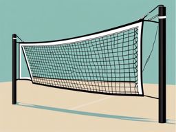 Volleyball Net Clipart - A volleyball net set up for a game.  color vector clipart, minimal style