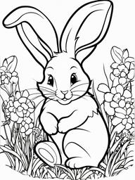 Easter Egg Coloring Pages - Bunny holding a painted Easter egg  simple coloring pages