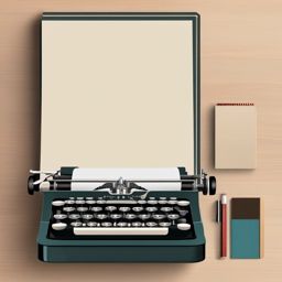 Vintage Typewriter with Blank Notebook Clipart - A vintage typewriter alongside a blank notebook, ready for inspired writing.  color clipart, minimalist, vector art, 