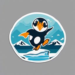 Penguin Pogo sticker- Antarctic Jumping Jamboree, , sticker vector art, minimalist design