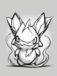 drawing of a Pokémon evolving  minimal rough sketch scribbles,doodles,black and white