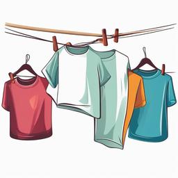 T-shirt hanging on a clothesline clipart.  vector style illustration, white background