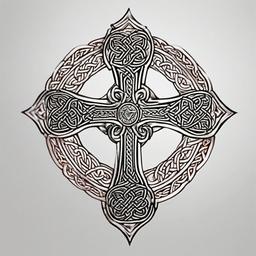 cross celtic tattoos  simple color tattoo,minimal,white background