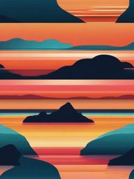 Wallpaper for iPad - Serene Coastal Sunset on a Remote Island wallpaper, abstract art style, patterns, intricate