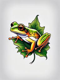 fairy frog tattoo  simple color tattoo style,white background