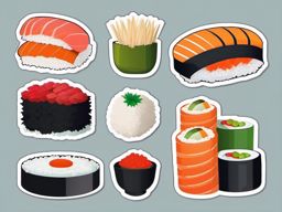 Sushi Sticker - Sushi for Japanese cuisine, ,vector color sticker art,minimal