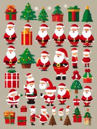 Santa Clipart,Creating a Christmas-themed mobile game  simple, 2d flat