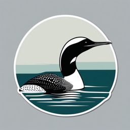 Common Loon Sticker - A graceful common loon swimming in calm waters, ,vector color sticker art,minimal