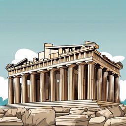 The Parthenon clipart - Ancient temple on the Acropolis in Athens, Greece, ,color clipart vector style