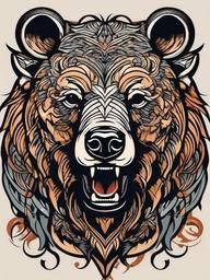 bear and bull tattoo  simple vector color tattoo