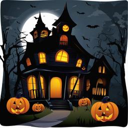 Happy Halloween clipart - haunted house at night  clipart