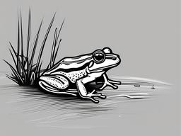 drawing of marsh frog  minimal rough sketch scribbles,doodles,black and white