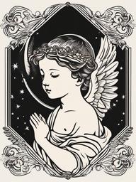 Guardian Angel Cherub Tattoos - Add a cherubic touch to your guardian angel design.  minimalist color tattoo, vector