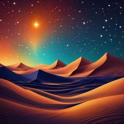 Desert Night Sky Background with Starry Night Over Sahara Desert wallpaper splash art, vibrant colors, intricate patterns