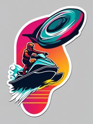 Jet Ski Tricks Sticker - Aquatic stunts, ,vector color sticker art,minimal