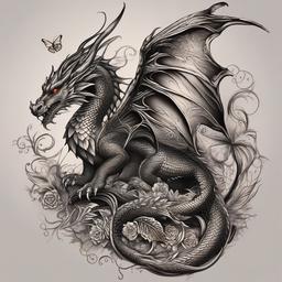 dragon with butterfly wings tattoo  