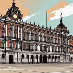 Madrid clipart - Royal Palace of Madrid and Plaza Mayor, ,color clipart vector style