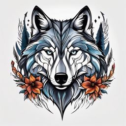 Wolf Family Tattoo,tattoo symbolizing the unity and strength found within a wolf pack, tribute to the power of family. , color tattoo design, white clean background