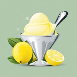 Lemon Sorbet Scoop Clipart - A scoop of tangy lemon sorbet.  color vector clipart, minimal style