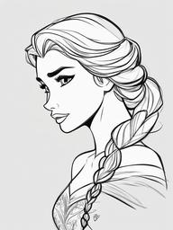 sketch of elsa  minimal rough sketch scribbles,doodles,black and white