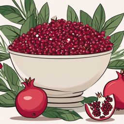 Pomegranate and Pomegranate Salad Bowl Clipart - Pomegranate and a pomegranate salad bowl.  color vector clipart, minimal style