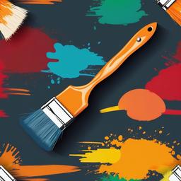 Paint Brush clipart - paintbrush and roller with fresh paint  color,minimalist,vector clipart