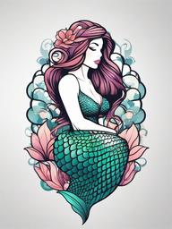 Mermaid Scale Tattoo - Showcase the enchanting scales of a mermaid in a mesmerizing scale-themed tattoo.  simple vector color tattoo,minimal,white background