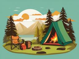 Camping clipart - enjoying nature while camping  vector clipart