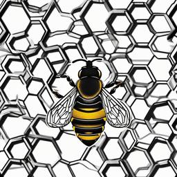 Bumble Bee Honeycomb Tattoo - Combine the charm of bumble bees with the geometric allure of honeycombs in a tattoo, creating a visually striking and harmonious design.  simple tattoo,minimalist,white background