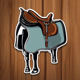 Horseback Riding Saddle Sticker - Equestrian adventure, ,vector color sticker art,minimal