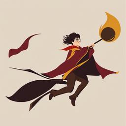 Harry Potter clipart - Quidditch player flying on a broomstick  color,minimalist,vector clipart