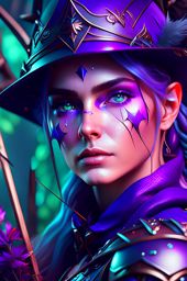 Sylvara Starfall, an elven ranger skilled in archery and tracking detailed matte painting, deep color, fantastical, intricate detail, splash screen, complementary colors, fantasy concept art, 8k resolution trending on artstation unreal engine 5