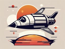 Rocketship Clipart - A rocketship poised for an interstellar journey.  color vector clipart, minimal style