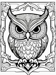 Owl Coloring Pages - Owl with a heart  simple coloring pages