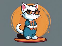 Witty Kitty Cartoon - Cartoon of a clever cat with a playful personality. , t shirt vector art