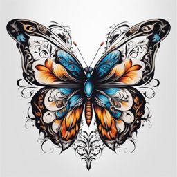 Butterfly and tattoo,Combining two elements to create a unique tattoo. , color tattoo design, white background