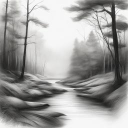 pencil drawing of nature easy  minimal rough sketch scribbles,doodles,black and white