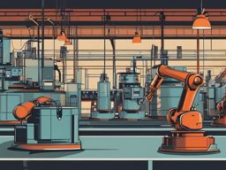 Robot Manufacturing clipart - Robots in a manufacturing facility, ,vector color clipart,minimal