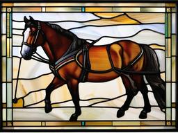 Stained Glass Belgian Horse - Strong Belgian horse in harness  