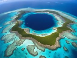 great blue hole, belize - dives into a massive underwater sinkhole surrounded by coral reefs. 