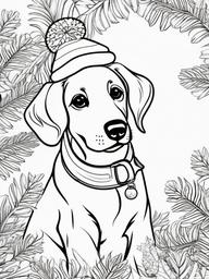 Christmas Dog Coloring Sheet  outling,coloring pages,black and whit