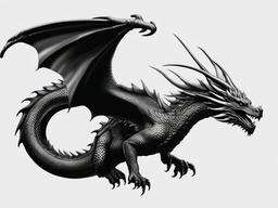 Realistic Dragon Tattoo Designs - Tattoo designs featuring realistic depictions of dragons.  simple color tattoo,minimalist,white background