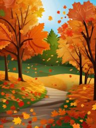 Fall Clipart, Leaves falling in an autumn scene. 