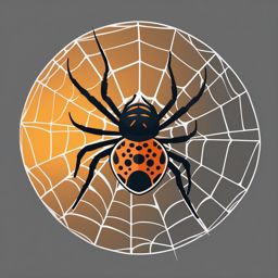 Orb Weaver Spider Clip Art - An orb weaver spider in its web,  color vector clipart, minimal style