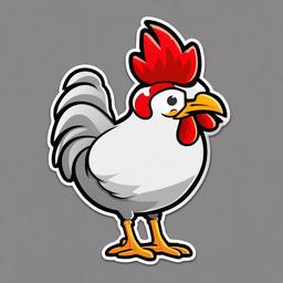 Plymouth Rock Chicken cartoon - popular chicken with striped feathers  cartoon sticker style