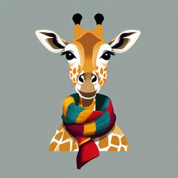 Giraffe clipart - giraffe with a colorful scarf  