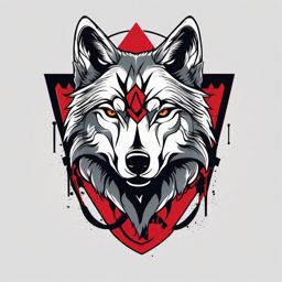 Anarchy wolf tattoo. Lone pack rebellion.  color tattoo minimalist white background