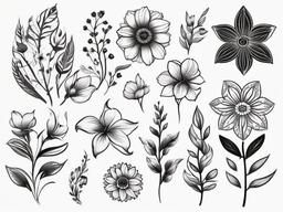 Flower Tattoo Types - Different types and styles of flower tattoos.  simple color tattoo,minimalist,white background